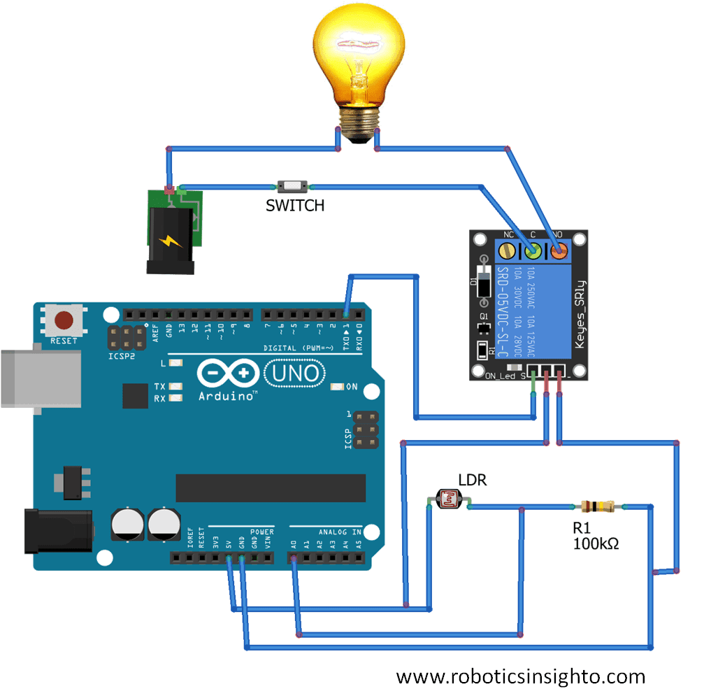 Auto on/off blub with LDR sensor